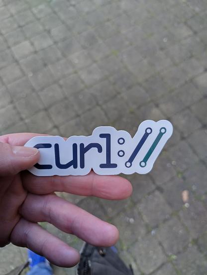 Photo of a hand holding a curl sticker.